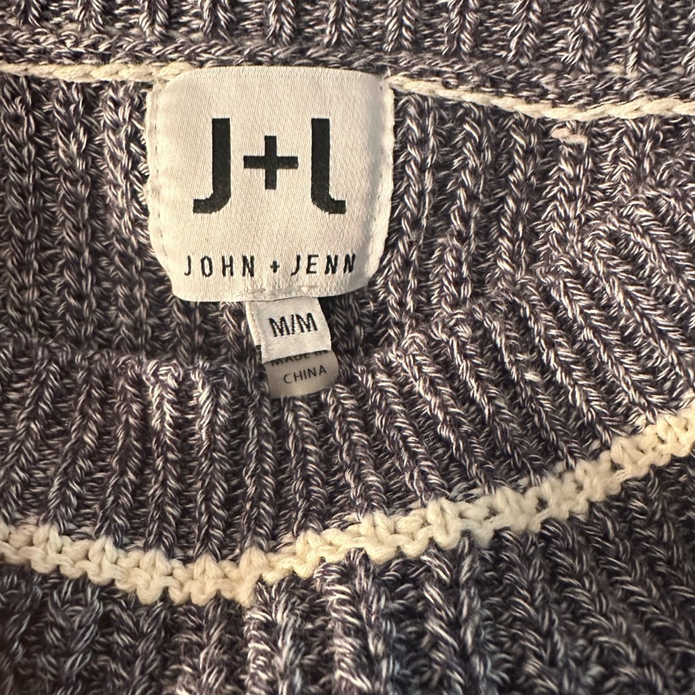 John + Jenn Gray Ribbed Knit Crewneck Sweater